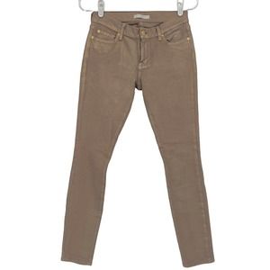 7 for all mankind Women Low Rise Stretch Metallic Brown Skinny Pants Size 27x28